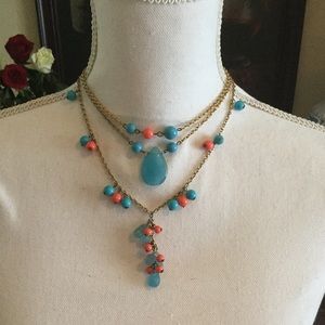 Vintage Pink and Turquoise Blue Statement Necklace
